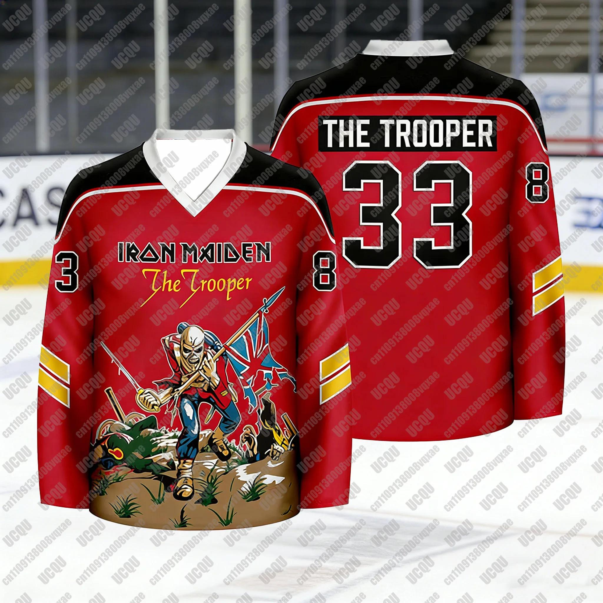 Maillot de hockey pour homme style Heavy Metal, inspiré d'Eddie Trooper, chemise de sport vintage st