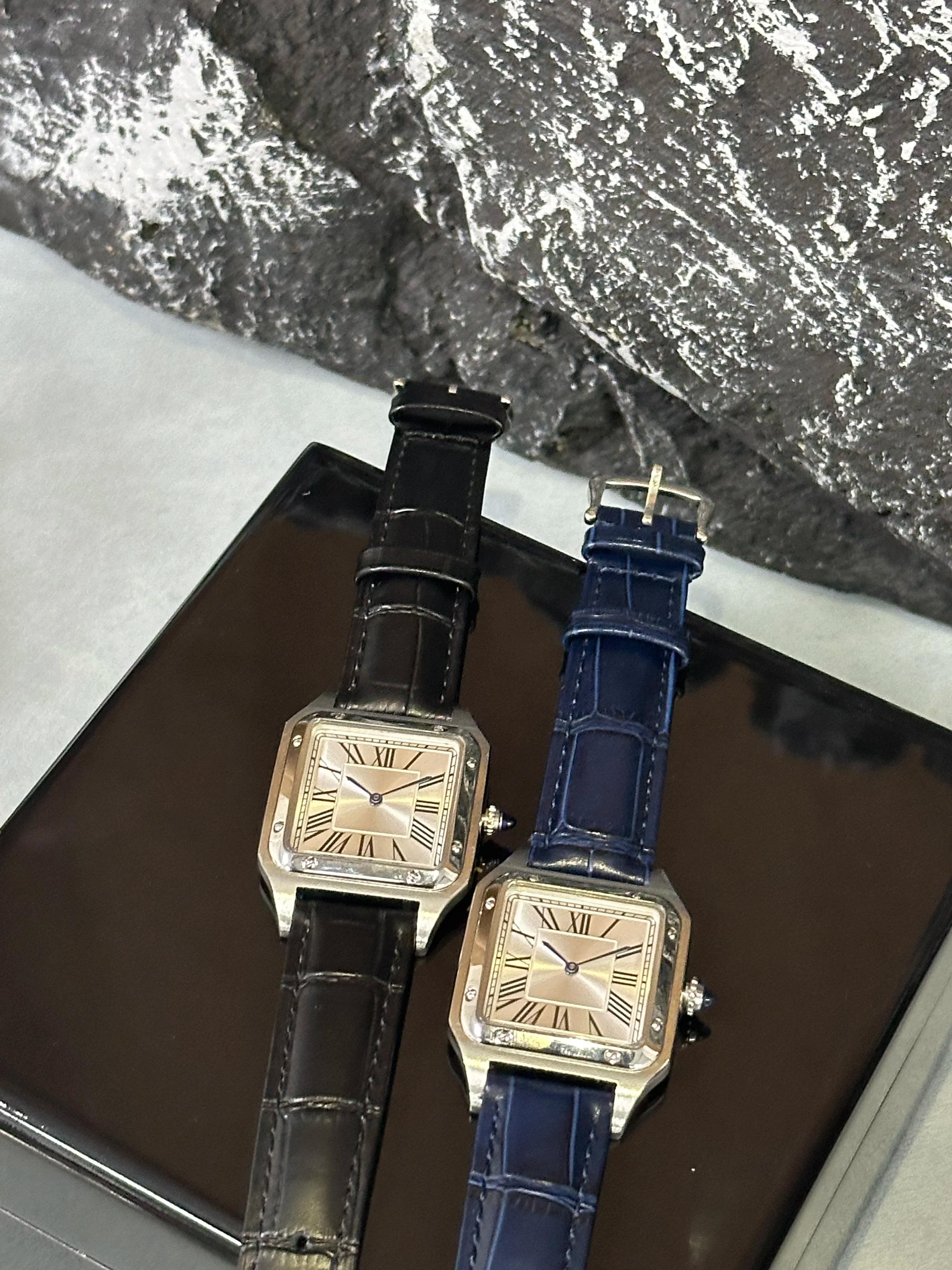 Montre à Quartz de luxe pour hommes, cadran carré à chiffres romains, tendance, décontractée, bracel