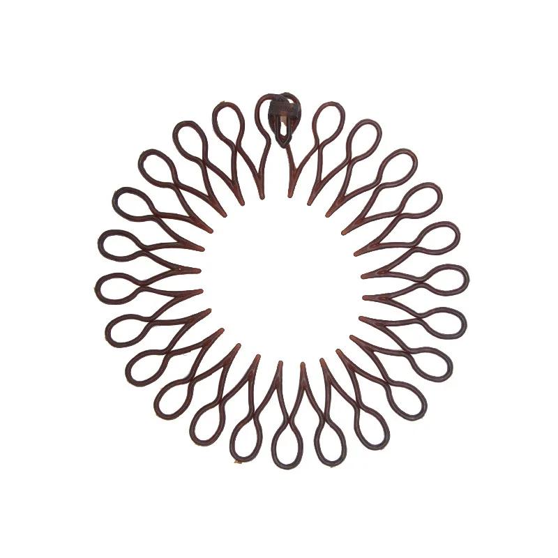 Femmes en plastique cercle complet extensible diamant Flexible peigne dents bandeau bandeau cheveux 