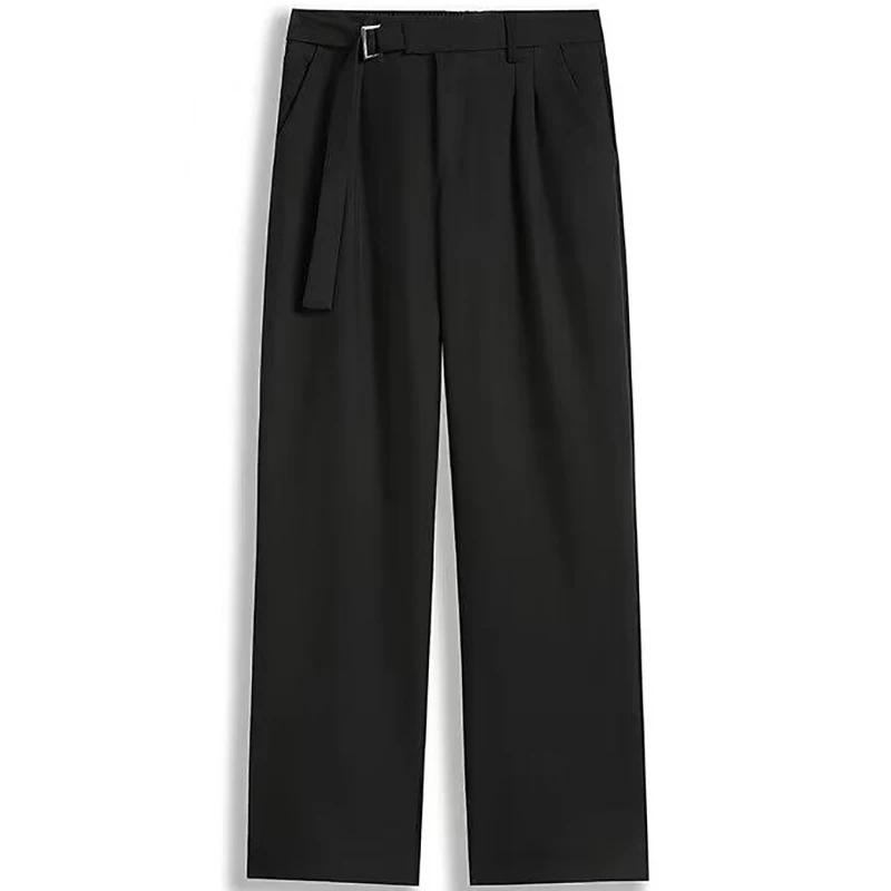 Pantalon de Costume Homme Taille Haute Printemps-Été, Coupe Droite Ample et Décontractée, Jambe Larg