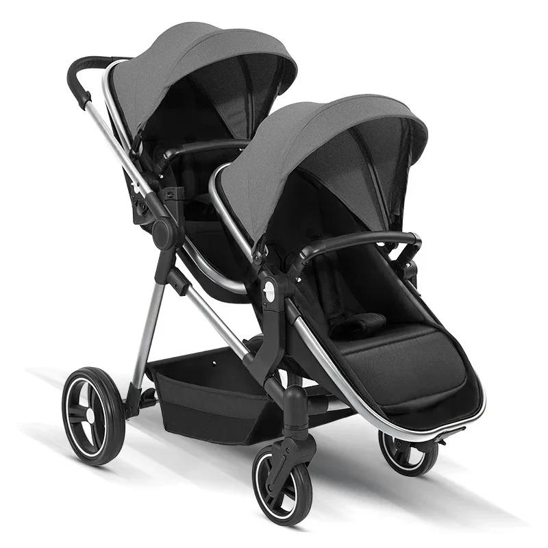 Poussette double légère 2 en 1, pliable, bidirectionnelle, dossier réglable, double siège, landau po