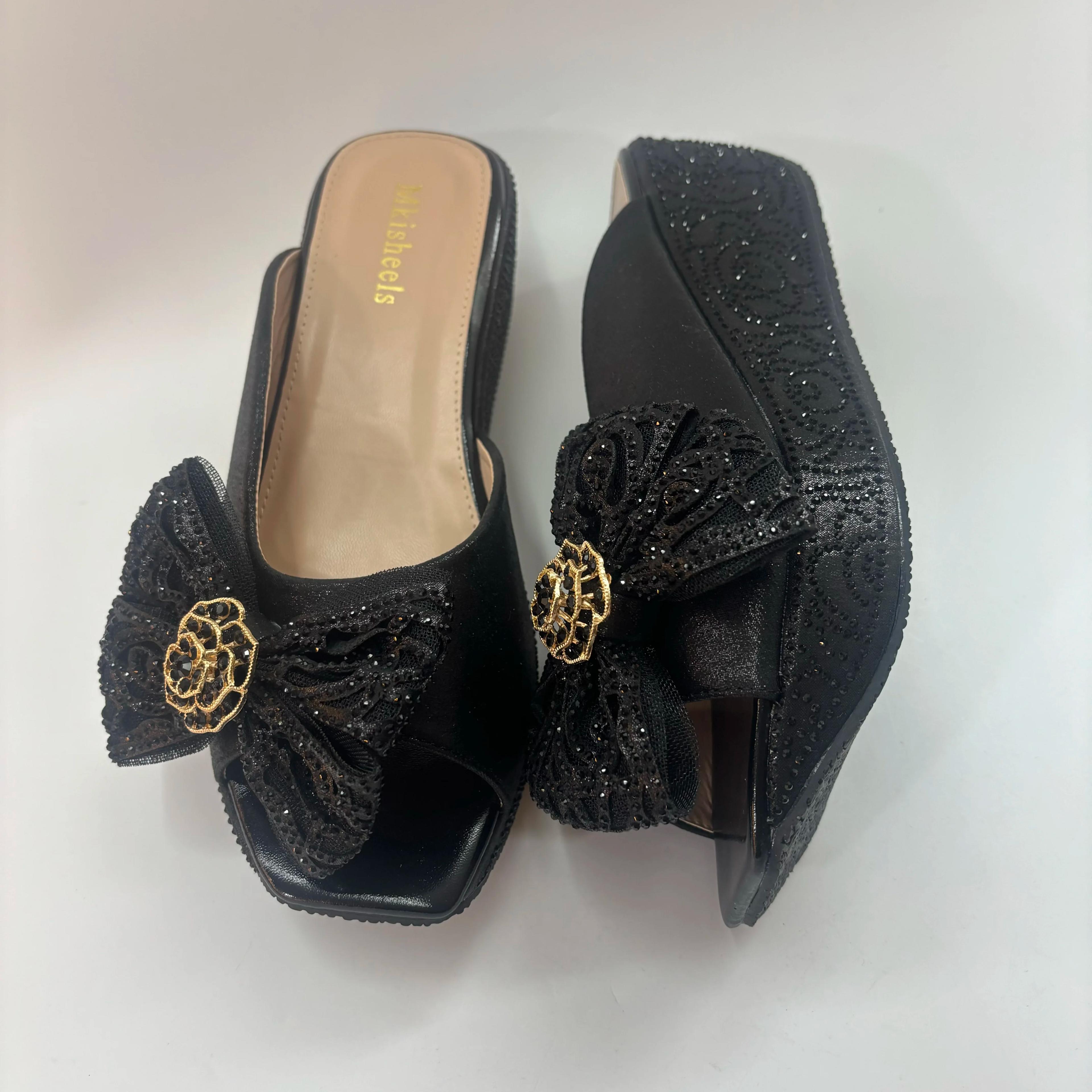 Dernier design – Chaussures de luxe à fleurs pour femmes, escarpins de soirée nigériens à talons hau