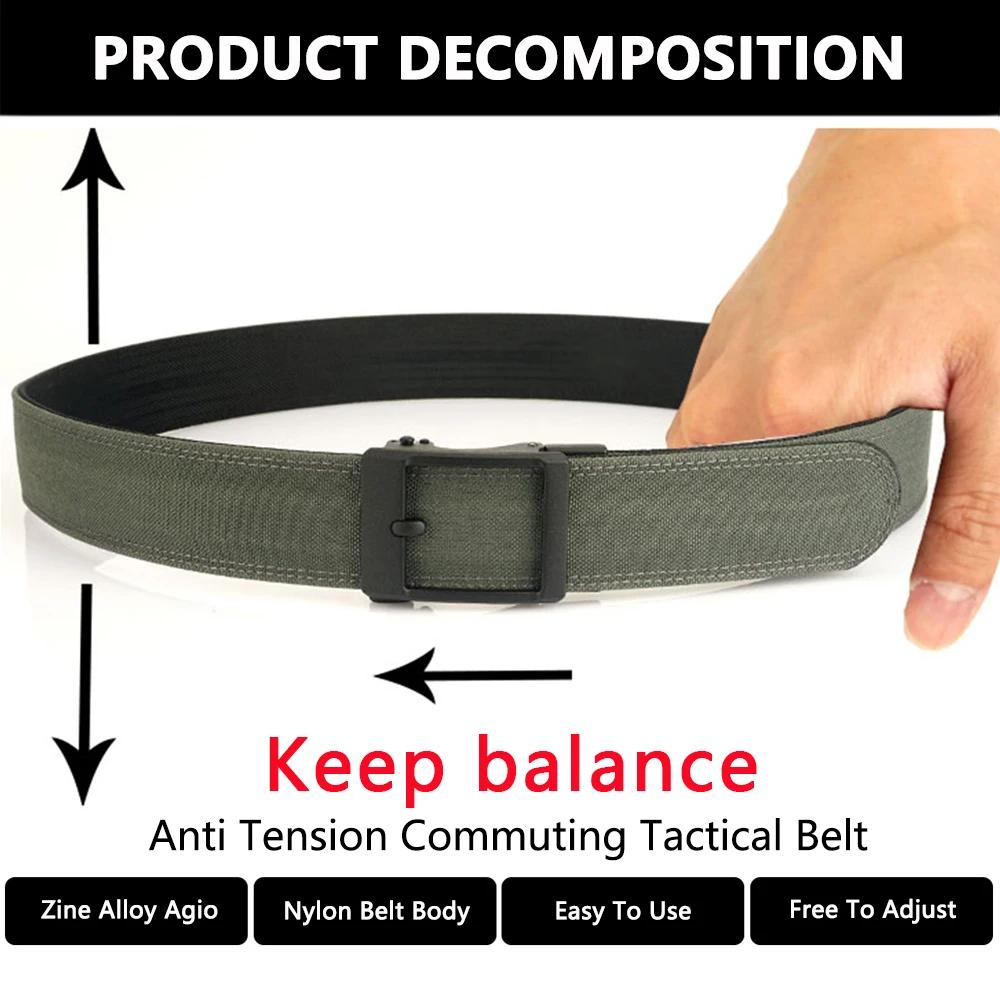 TUSHI 4.3cm ceinture tactique militaire pour hommes boucle automatique en métal épais en Nylon chass
