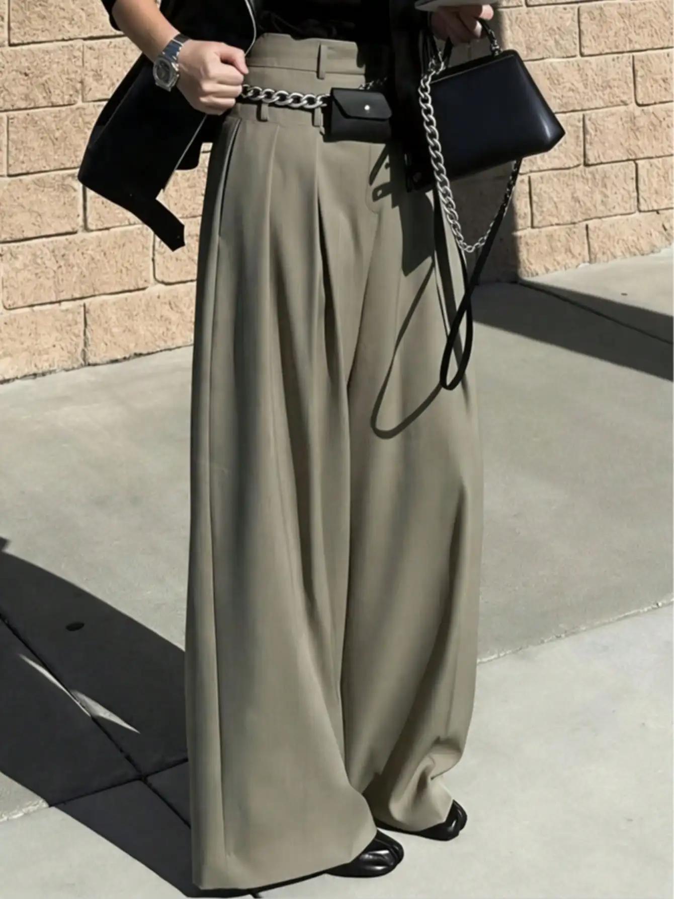 Nouveau pantalon de costume taille haute à jambe large pour femme 2026 – Élégant, fluide, pour le bu