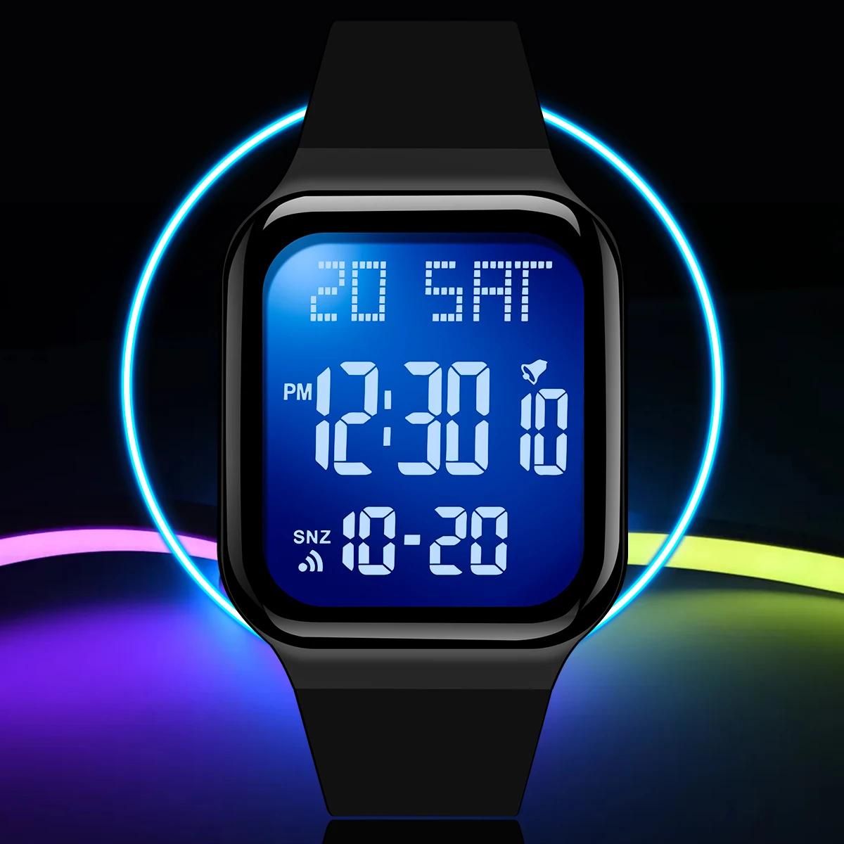 Montre d'étudiant mode montre de sport décontractée LED lumineux étanche affichage numérique montre 