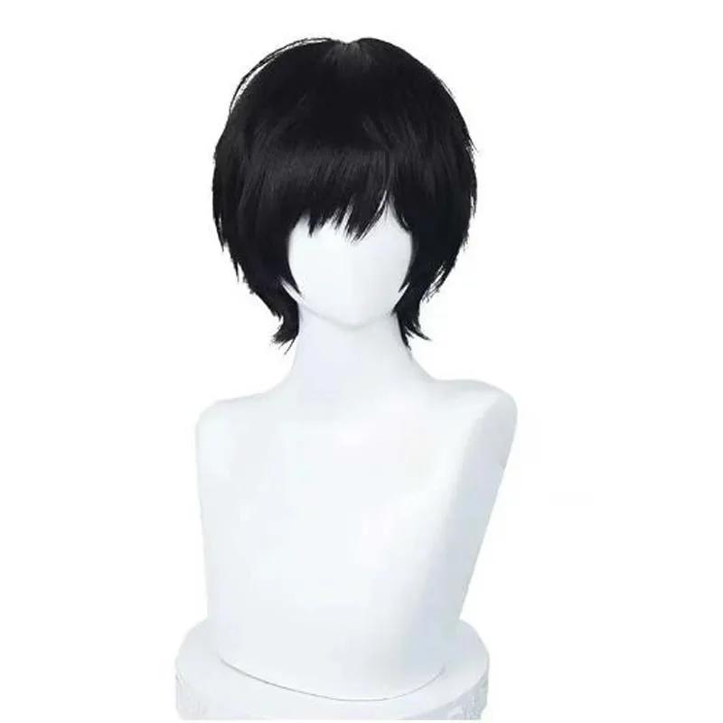 Anime tronçonneuse homme Yoshida Hirofumi Cosplay perruque courte noir résistant à la chaleur cheveu