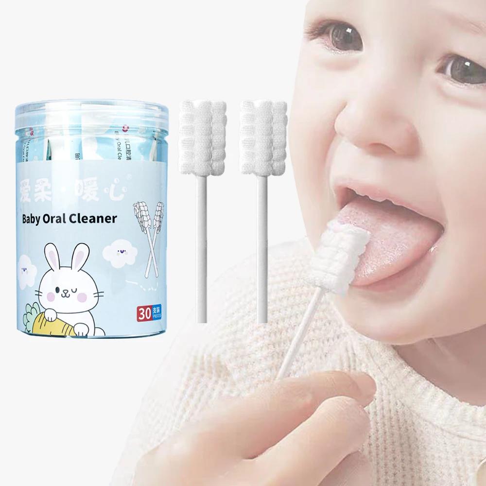 30 pièces bâton de nettoyage de bouche de bébé détergent jetable voile de dent de lait brosse à dent