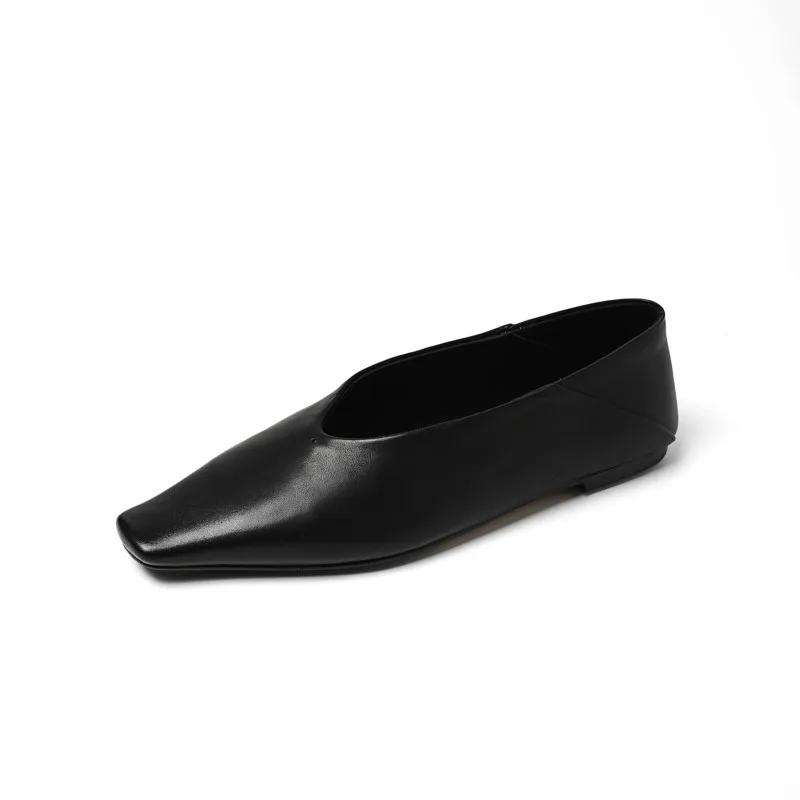 Dilalula 2025 Vintage en cuir véritable pompes femmes bout carré talons bas bureau dames quotidien c