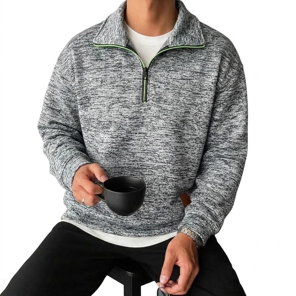 Sweat-shirts à manches longues pour hommes, à demi-zip, unis, de luxe, à capuche zippée, décontracté