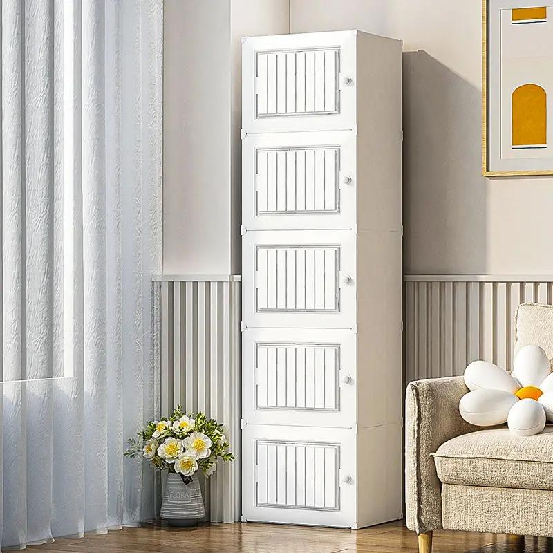 Meuble de Rangement Multicouche en Plastique T1, Étagère Moderne de Grande Capacité, Anti-Poussière,