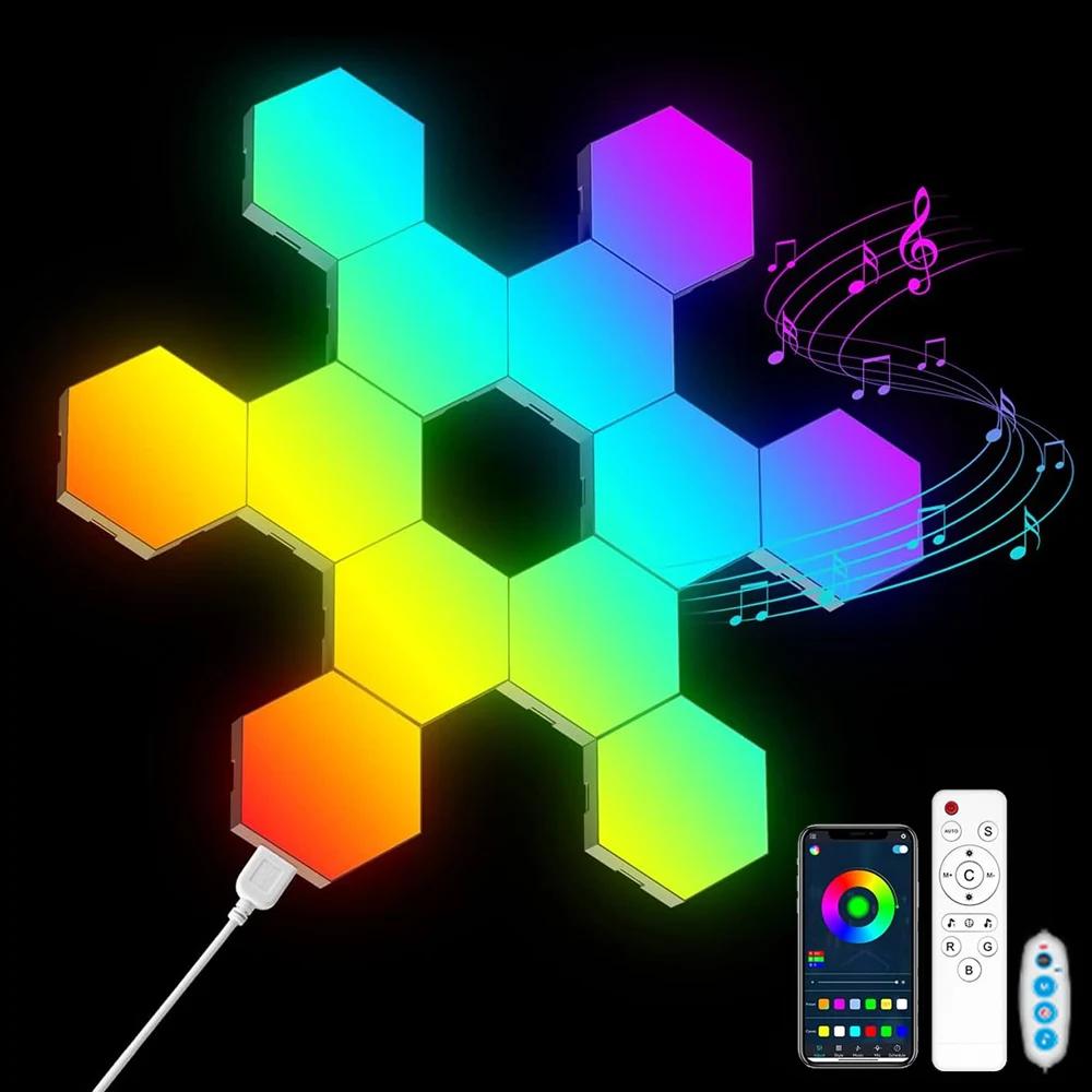 RGB LED lumière hexagonale Bluetooth applique murale intérieure APP télécommande veilleuse ordinateu