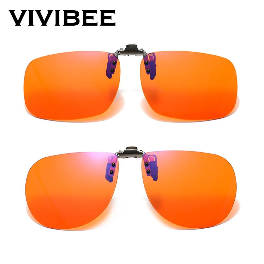 VIVIBEE Flip Up Clip sur lunettes bloquant la lumière bleue hommes ordinateur Orange Anti Ray filtre