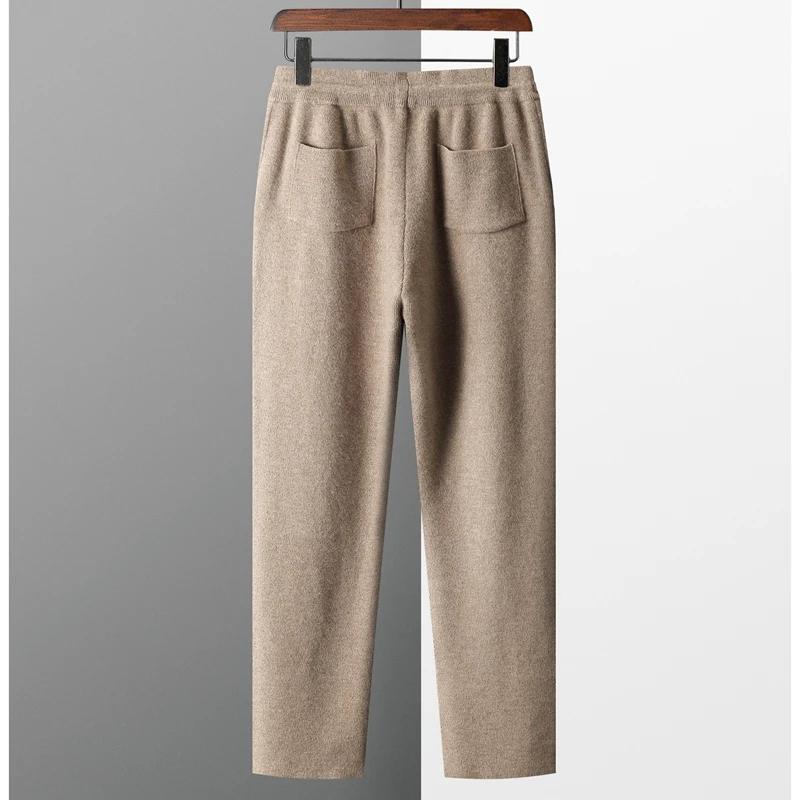 Pantalon en cachemire épais pour hommes, Slim, tricoté, 100% Pure laine, pour garder au chaud, nouve