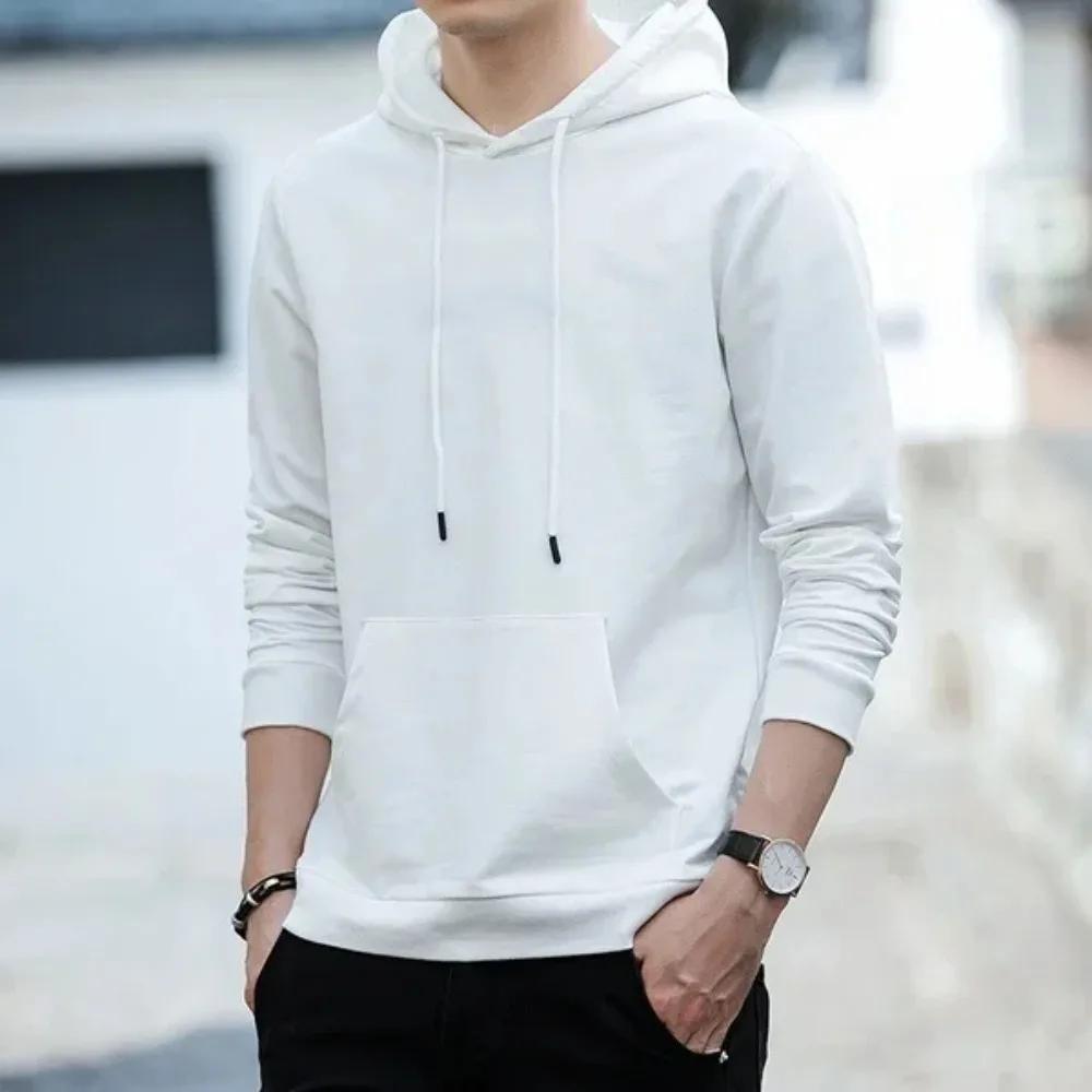 Masculino Cor Sólida Com Capuz Suéteres Masculino Camisola De Lã Quente Moda Roupas De Rua Solta Res