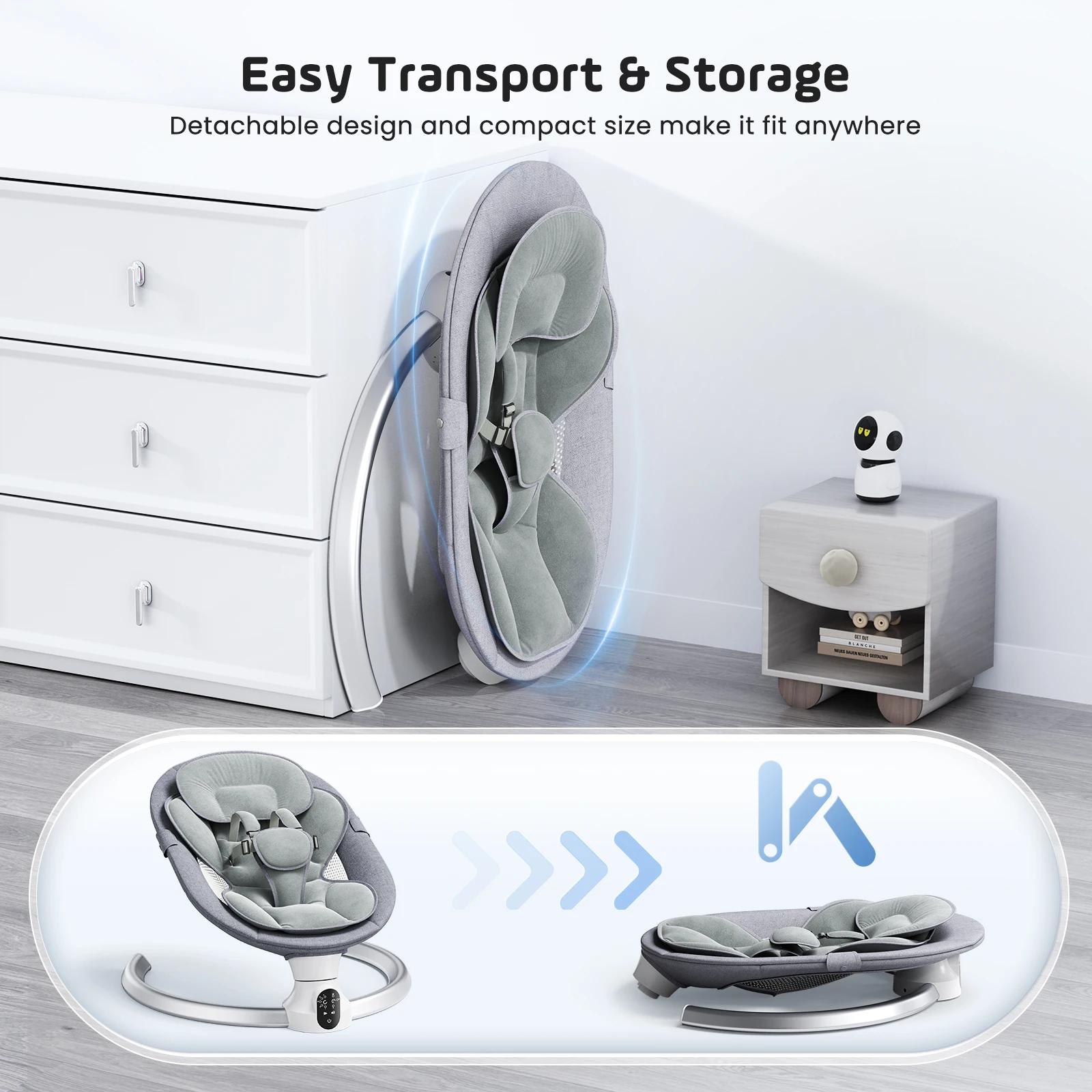 Chaise vide-bébé Bluetooth électrique 5 vitesses avec télécommande et applications musicales pour bébé