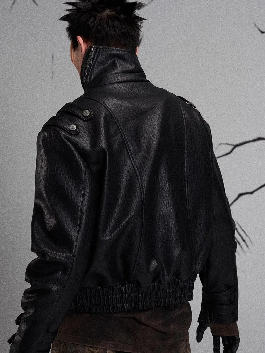 Mauroicardi printemps automne Cool beau noir dur veste en cuir Pu hommes fermeture éclair luxe conce