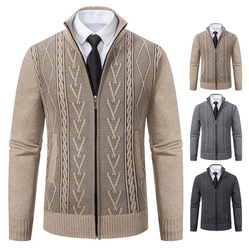 Manteau pull tricoté en cachemire rembourré pour homme, chaud et décontracté, nouvelle collection au