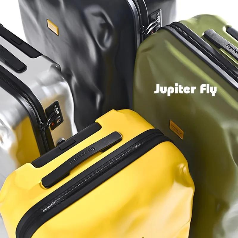 Valise à roulettes, Design créatif irrégulier et endommagé, tendance rétro, avec roue rotative de pa