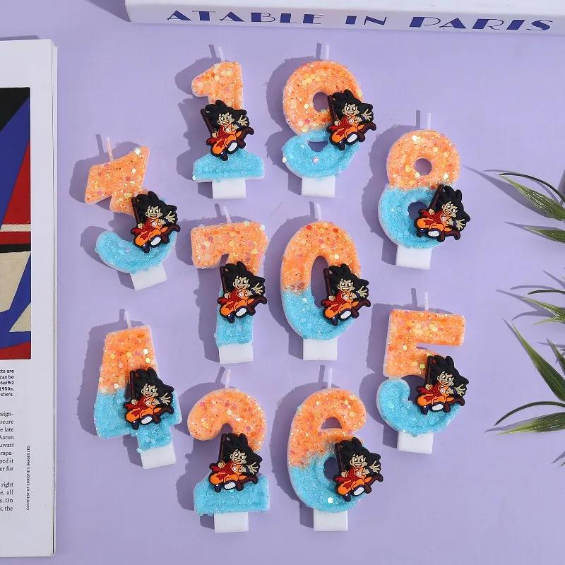 Bandai Dragon Ball Wukong bougie 3D 0-9 chiffres personnage de dessin animé décorations de gâteau de