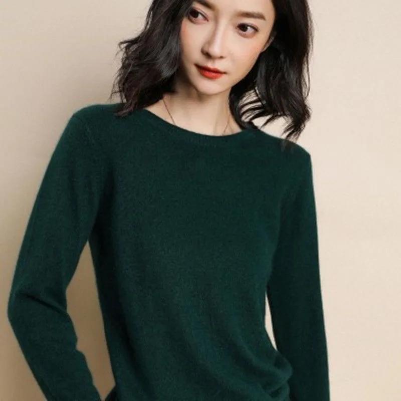 Nouveau femmes pull col rond automne hiver basique pull chaud décontracté Pulls pulls mode coréenne