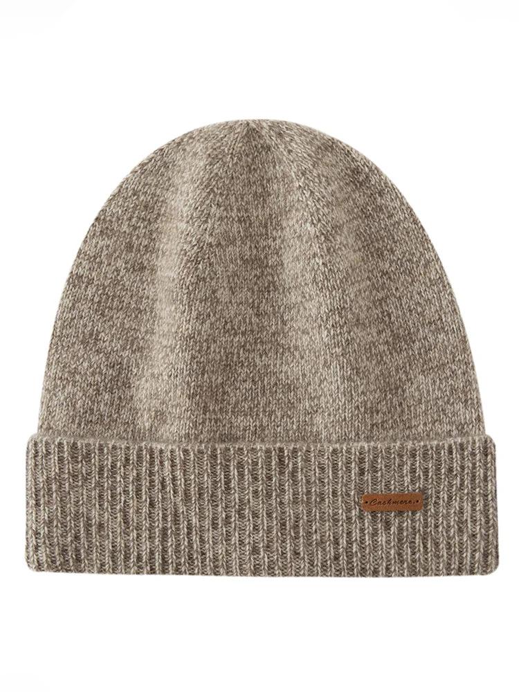 Chapeau tricoté de luxe en cachemire 100% pour hommes et femmes, unisexe, chaud, décontracté, couleu