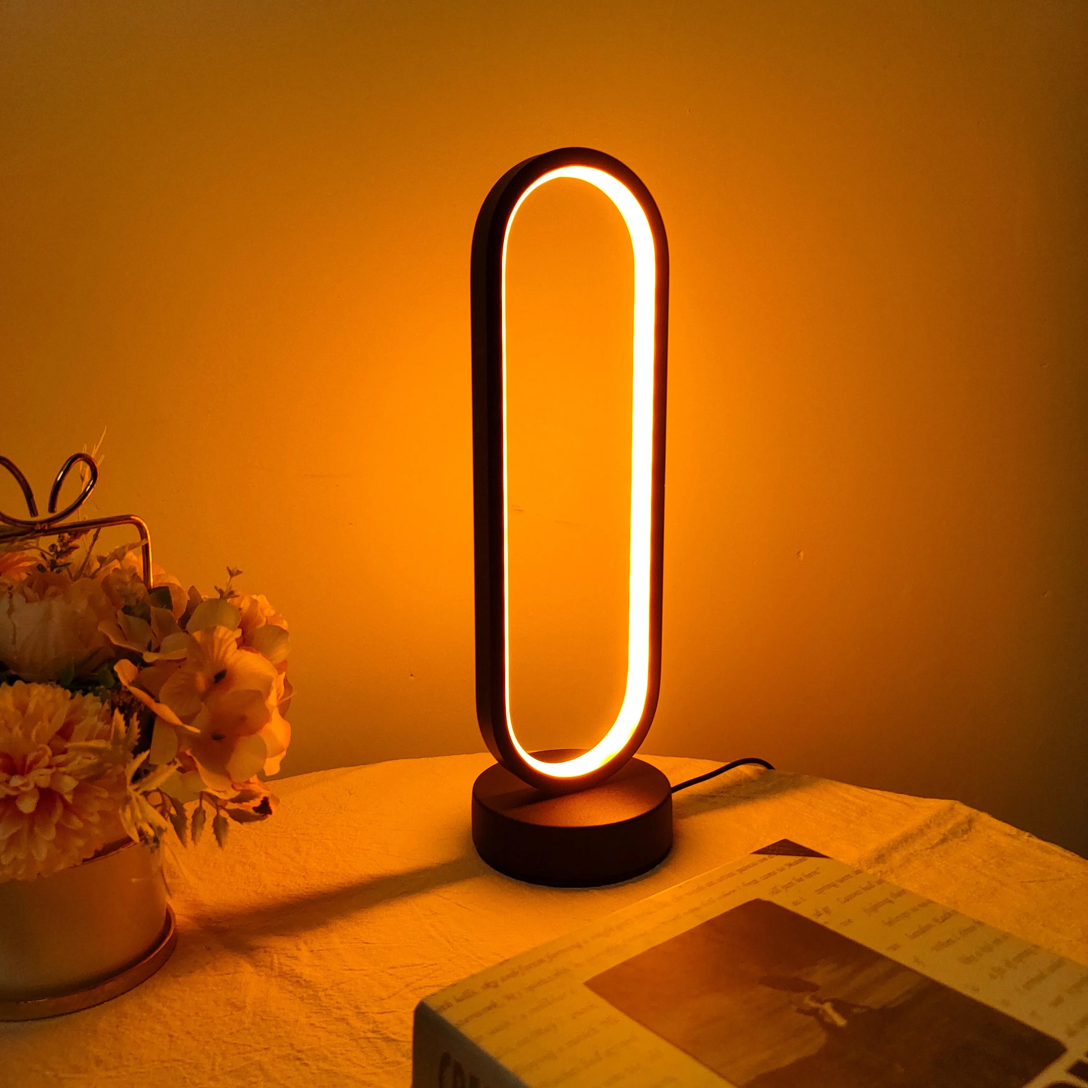 1PC lampe chambre anneau lampe salon trois couleurs gradation lampe de chevet LED veilleuse