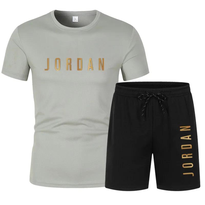 Ensemble de sport pour homme été 2026, collection à succès : T-shirt décontracté imprimé JORDAN et s