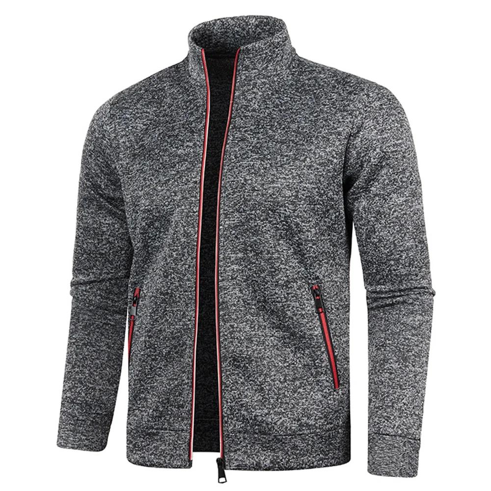 Vestes à glissière pour hommes col montant sweat-shirt extérieur Streetwear manteau décontracté manc