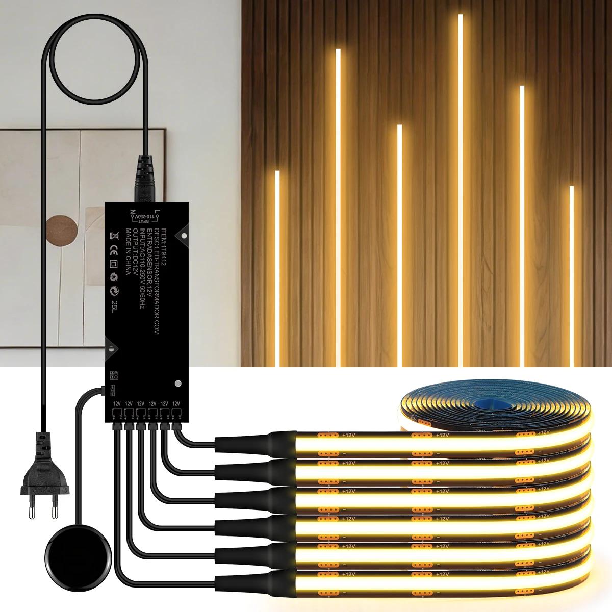 Bande lumineuse LED PCB noire à intensité variable tactile, bande COB pour calandre acoustique en bo