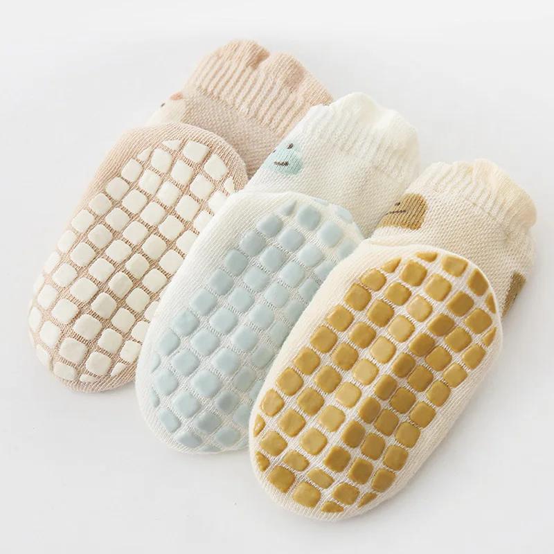 5 paires de chaussettes antidérapantes pour enfants, motif de dessin animé mignon, chaussettes de so
