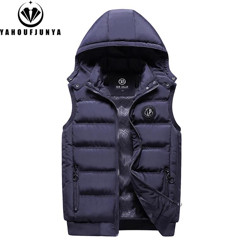 Hommes automne sans manches polaire chaud détachable à capuche gilet hommes hiver extérieur décontra