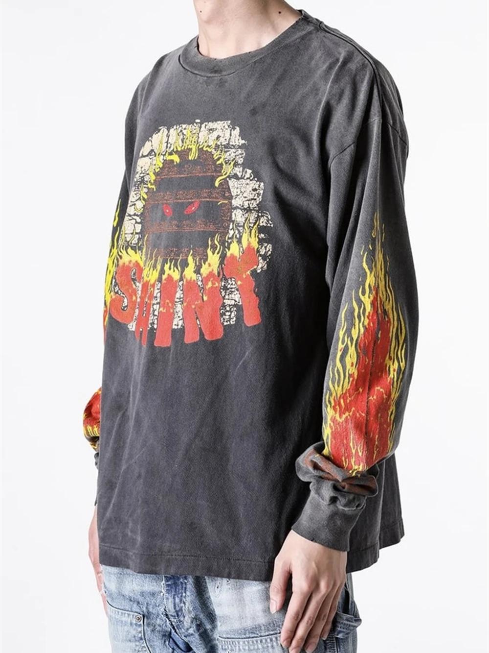 Yao mode SAINT OF Michael flamme graphiques imprimer décontracté Vintage Streetwear à manches longue