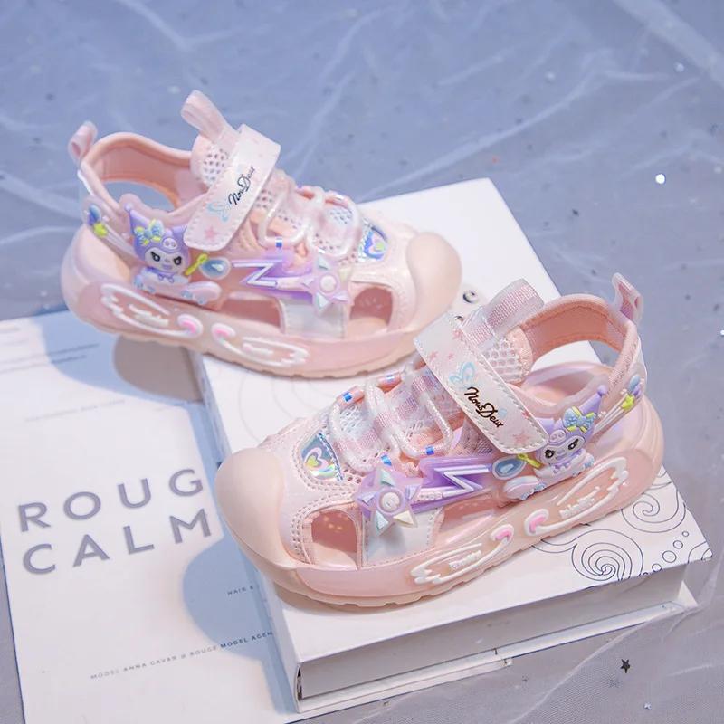 Sandales pour enfants, chaussures de plage en maille Kuromi, chaussures d'été pour filles, antidérap