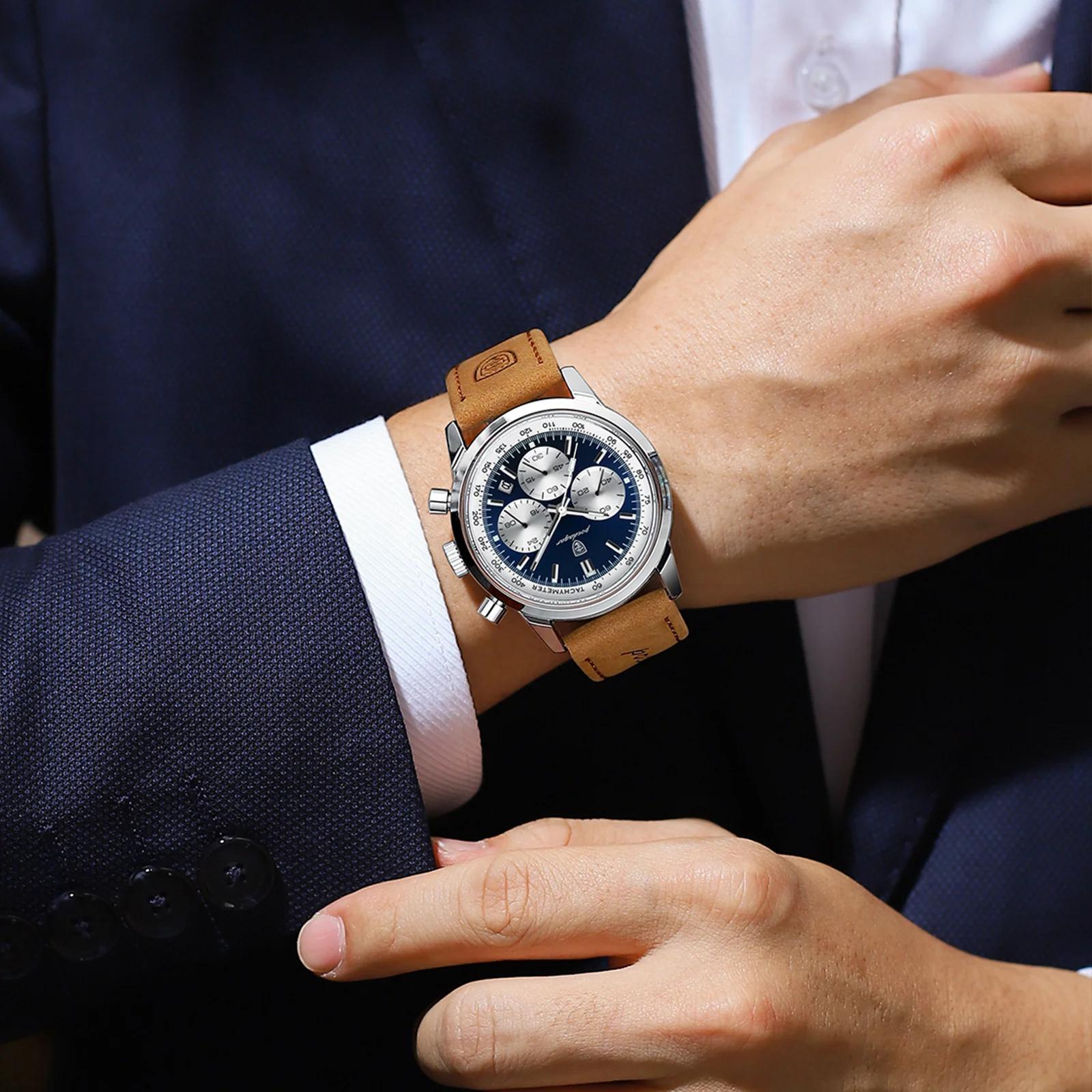 POEDAGAR avancé étanche calendrier veilleuse minuterie montre pour hommes affaires de luxe mode homm
