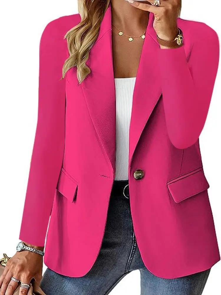 Veste décontractée sans chapeau à manches longues pour femmes, manteau imbibé de boutons solides, re