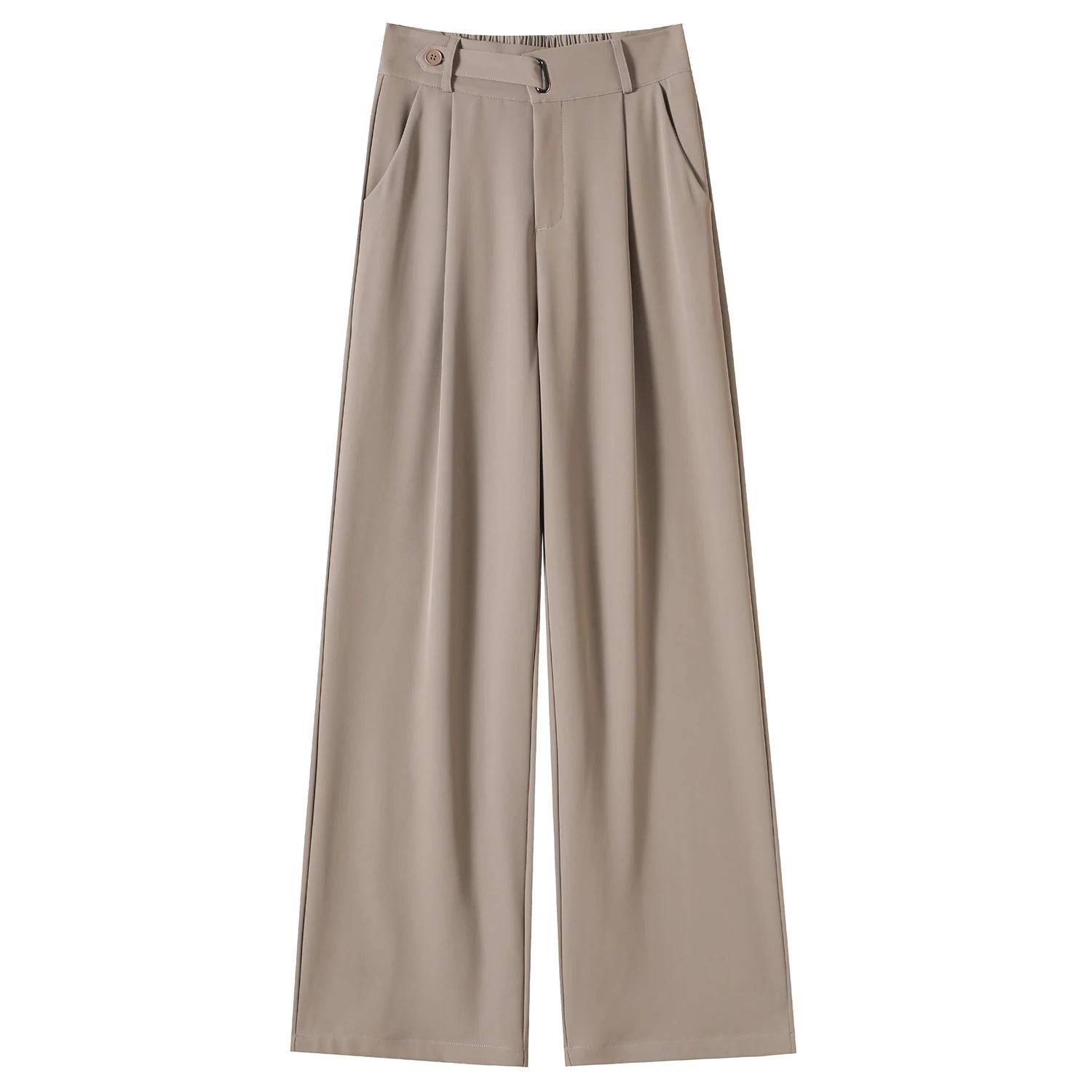 Pantalon large taille haute uni pour femme, nouvelle collection printemps-été 2026, élégant, droit, 