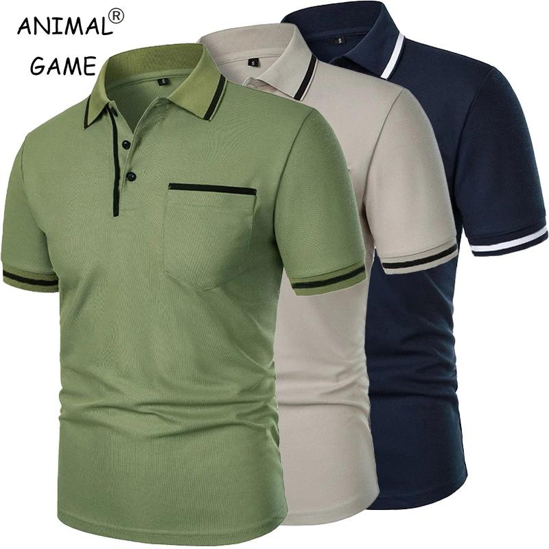 Nouveaux hommes à manches courtes polos couleur unie t-shirt style décontracté été à la mode respira