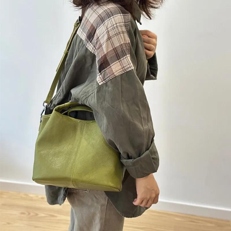 Sac à main pour femme Johnature 2026 Automne Nouveau en cuir véritable Sac rétro en cuir de vache so