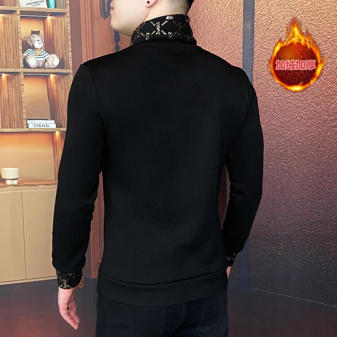 Sweat-shirt épais en velours pour hommes, tendance, écharpe détachable, pull chaud, décontracté, Bus