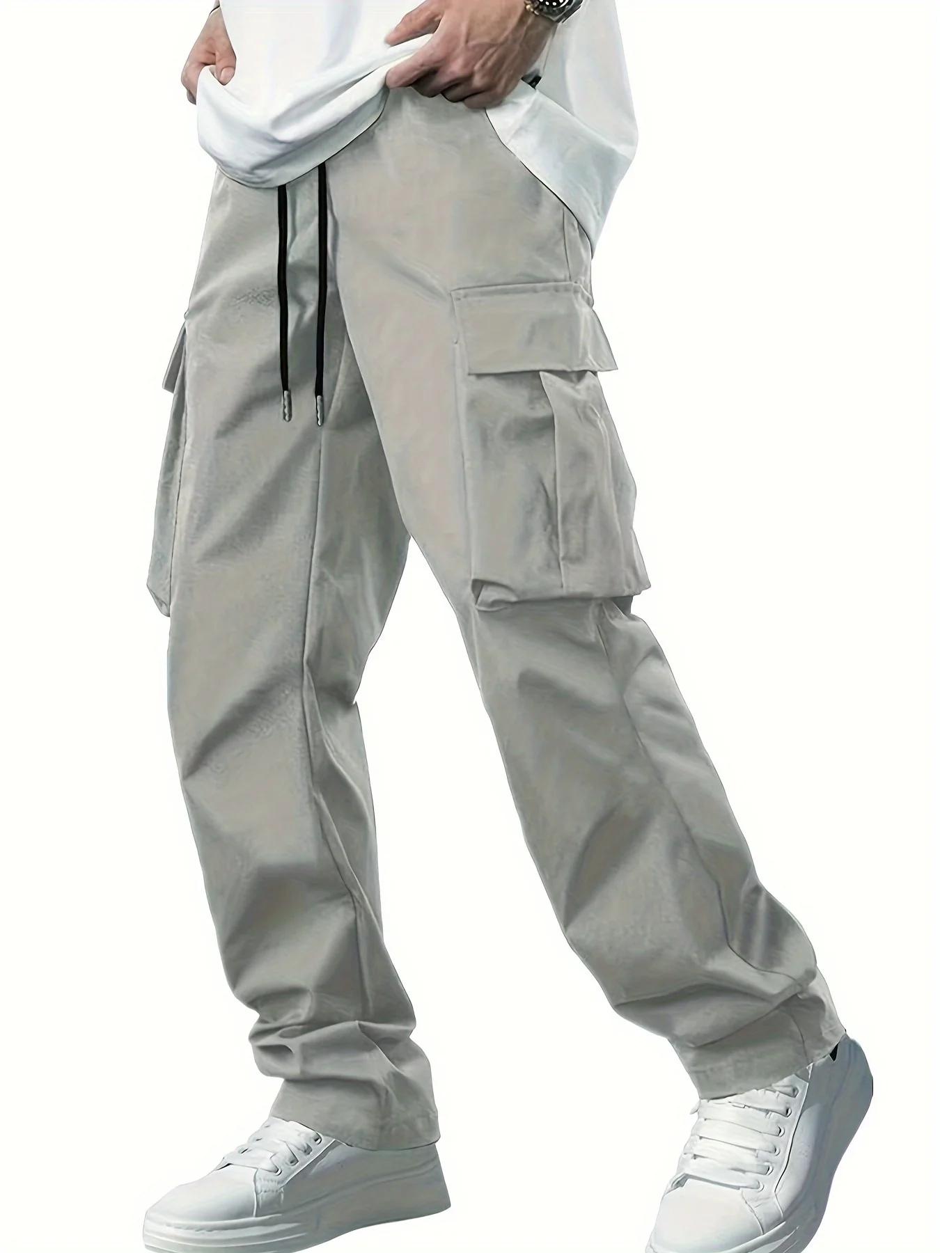 2025new pantalons de travail pour hommes, pantalons décontractés droits amples pour hommes européens