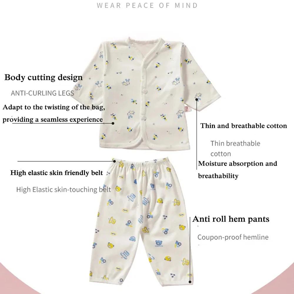 Vêtements pour bébés de 0 à 3 mois, sous-vêtements de maison pour nouveau-né, dessin animé, boutons 