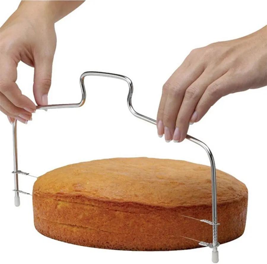 Double Fil Réglable Gâteaux Cutter En Acier Inoxydable Cupcakes Niveleurs Fondant Nivellement Couche