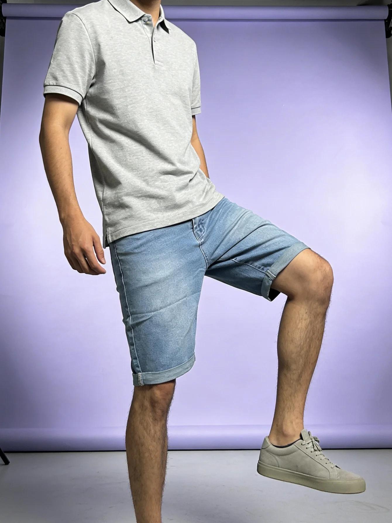 Shorts en jean bleu slim Y2K, style rétro léger, pour les rendez-vous, original, pour homme, sans ac