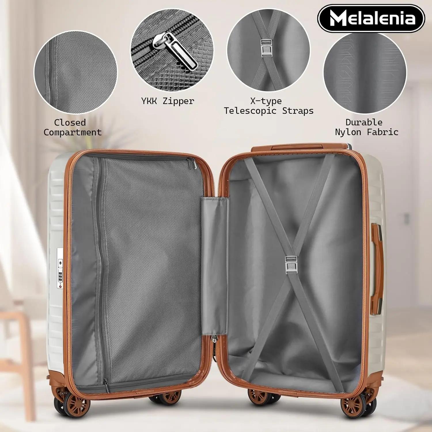 Ensemble de bagages légers et durables de 7 pièces, valise de voyage familiale avec serrure TSA et r