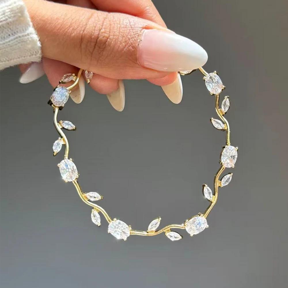 Bracelets colorés en zircone cubique pour femmes, breloque tendance, coupe Marquise, feuille CZ, bij