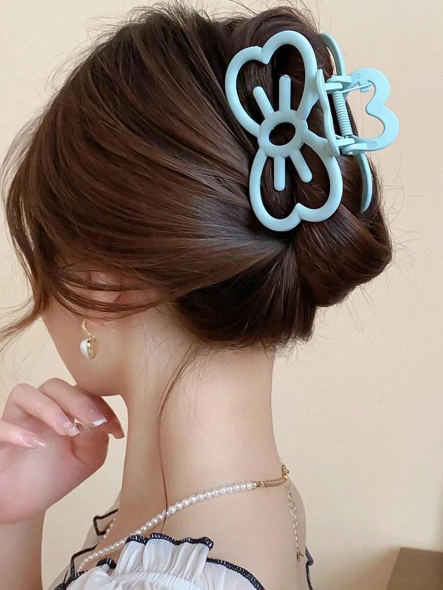 Pince à cheveux avec nœud de chat couleur bonbon, pince à griffe en plastique, pince à cheveux en fo