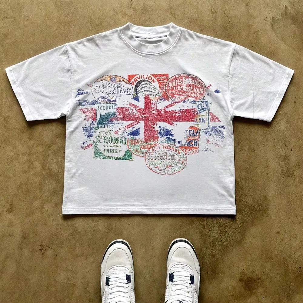 T-shirt col rond à manches courtes en coton décontracté vintage Y2K avec un graphique amusant pour h