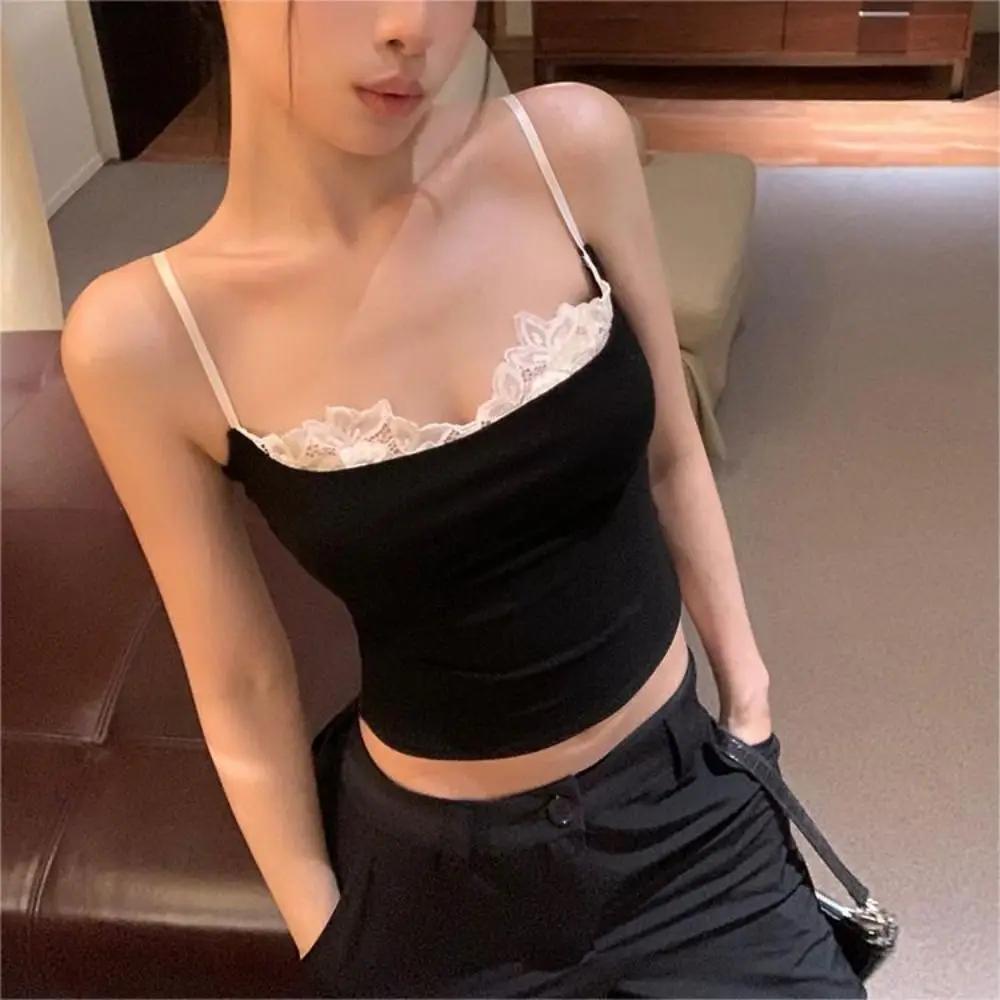 Mode dentelle Camisole mince INS Hip Hop été bustier tubulaire Niche chaude hauts pour filles