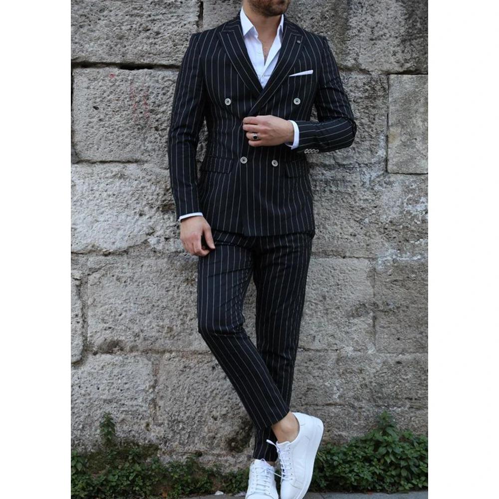 Costumes de classe rayés complets pour hommes, olympiques pour hommes, double boutonnage, haute qual