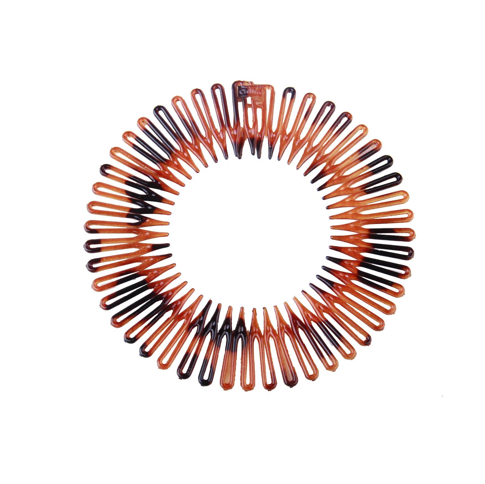 Femmes en plastique cercle complet extensible diamant Flexible peigne dents bandeau bandeau cheveux 